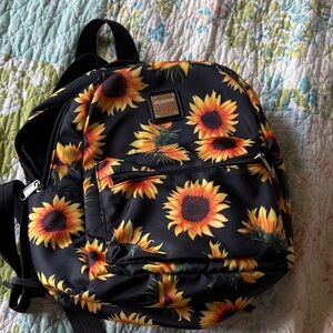 Sunflower Print Mini Backpack - Black & Yellow